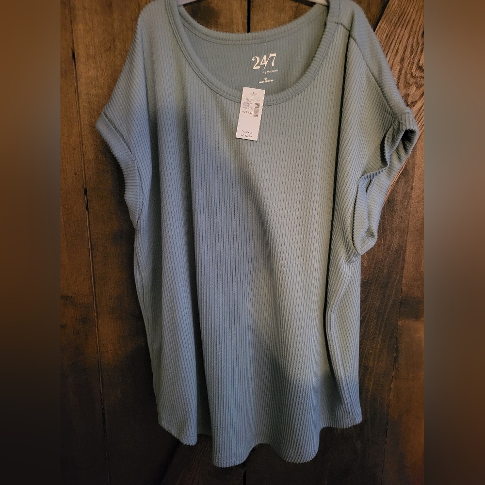 Maurices 47 Women's Blue Ribbed Top